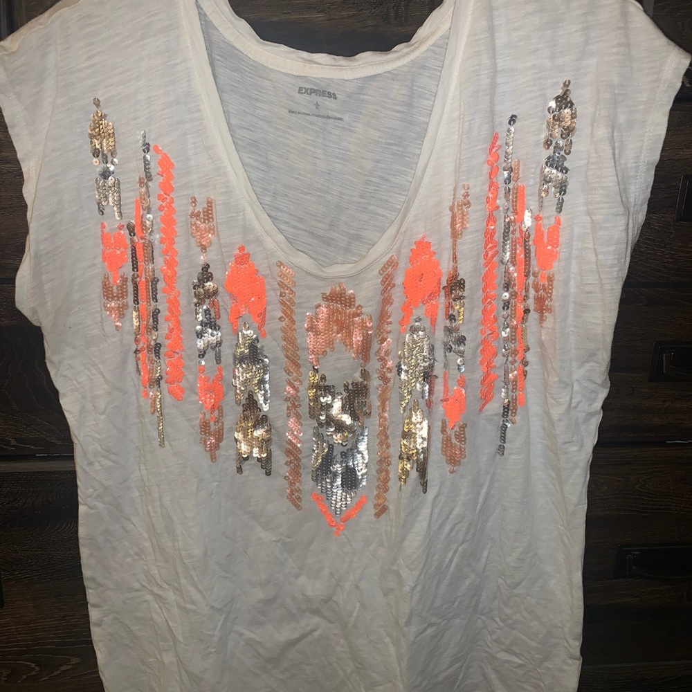 Express Sequin Aztec T-Shirt